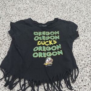 Oregon Ducks Toddler Girls Black Fringe T-Shirt